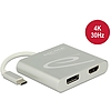 Delock Elosztó USB Type-C csatlakozóval (DP alternatív mód támogatás) > 1 db HDMI + 1 db Displaypor (87716)