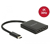 Delock Elosztó USB Type-C csatlakozóval (DP alternatív mód támogatás) > 2 db HDMI csatlakozó, 4K 30 (87719)