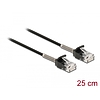 Delock Görbítés védelemmel ellátott kábel RJ45 apa - RJ45 apa Cat.6A, 25 cm hosszú, fekete (87014)