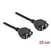 Delock Hálózat bővítő kábel S/FTP RJ45 anya - RJ45 anya Cat.6A, 25 cm hosszú, fekete (87006)