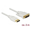 Delock Kábel Displayport 1.2 dugó > DVI 24+1 dugó passzív 2 m fehér (83814)