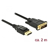 Delock Kábel Displayport 1.2 dugó > DVI 24+1 dugó passzív 2 m fekete (85313)