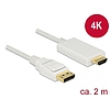 Delock Kábel Displayport 1.2 dugó > High Speed HDMI-A dugó passzív 4K 2 m fehér (83818)