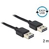 Delock Kábel, EASY-USB 2.0-s A-típusú csatlakozódugó > EASY-USB 2.0-s A-típusú csatlakozódugó, 2 m, (85556)