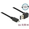 Delock Kábel EASY-USB 2.0-s A típusú csatlakozódugó, ívelt felfelé / lefelé > USB 2.0-s Micro-B-típu (85203)