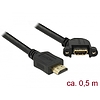 Delock Kábel HDMI-A dugó > HDMI-A hüvely, panelrögzítés, 110 fokban ívelt, 4K 30 Hz 0,5 m (85467)