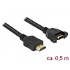 Delock Kábel, HDMI-A dugó > HDMI-A hüvely, panelrögzítés, 4K 30 Hz 0,5 m (85463)