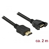 Delock Kábel, HDMI-A dugó > HDMI-A hüvely, panelrögzítés, 4K 30 Hz 2 m (85464)