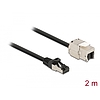 Delock Kábel RJ45 apa - Keystone modul RJ45 anya Cat.6A, 2 m hosszú, fekete (87028)