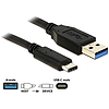 Delock Kábel USB 10 Gbps (USB 3.1, Gen 2), A típusú csatlakozódugó > USB Type-C 0,5 m hosszú fekete (83869)