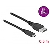 Delock Kétirányú USB Type-C - DisplayPort kábel (DP Alt Mode) 8K 60 Hz 0,5 m DP 8K ellenőrzött (86037)