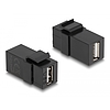 Delock Keystone modul, USB 2.0 A-csatlakozóhüvely > USB 2.0 A-csatlakozóhüvely, fekete (87829)