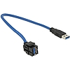 Delock Keystone module USB 3.0 A female > USB 3.0 A male 250 with cable (86375)