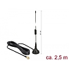 Delock LTE antenna SMA-dugó 2 dBi irányítatlan, rögzített, csatlakozókábellel RG-174 2,5 m, kültéri (89613)