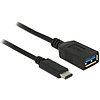 Delock nagy sebességű adapter USB (USB 3.1, Gen 1) USB C típus apa > USB A típus anya 15 cm fekete (65634)