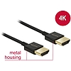 Delock nagy sebességű HDMI kábel Ethernethez - HDMI-A apa > HDMI-A apa 3D 4K 2 m Slim Premium (84773)