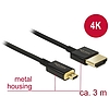 Delock Nagysebességű HDMI-kábel Ethernettel - HDMI-A-csatlakozódugó > HDMI Micro-D-csatlakozódugó, 3 (84784)