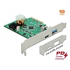 Delock PCI Express x4 kártya 1 db külső C -típusú USB aljzathoz, PD funkcióval + 1 db külső A-típusú (89001)