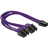 Delock Power Cable PCI Express 6 pin female > 2 x 8 pin male textile shielding purple (83704)