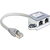 Delock RJ45 Port duplázó 1 RJ45 dugó > 2 RJ45 jack (1x Ethernet, 1x ISDN) (65441)