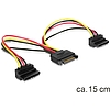 Delock SATA 15pin > 2x SATA HDD - tápkábel, forgatott (60128)