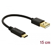 Delock Töltő kábel USB A-típusú - USB Type-C csatlakozó végekkel 15 cm (85354)