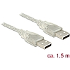 Delock USB 2.0-s kábel A-típusú csatlakozódugóval > USB 2.0-s, A-típusú csatlakozódugóval, 1,5 m, át (83888)