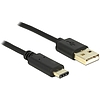 Delock USB 2.0-s kábel A-típusú csatlakozódugóval > USB Type-C 2.0 csatlakozódugóval, 2,0 m, fekete (83327)