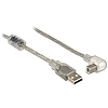 Delock USB 2.0-s kábel A-típusú dugó > USB 2.0 B-típusú dugó derékszögű 0,5 m áttetsző (84811)