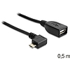 Delock USB micro-B apa > USB 2.0-A anya kábel, OTG, 50 cm, forgatott (83271)