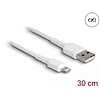 Delock USB töltő kábel iPhone , iPad , iPod eszközökhöz fehér 30 cm (87866)