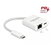 Delock USB Type-C adapter Power Delivery porttal Gigabit LAN 10/100/1000 Mbps fehér (65402)