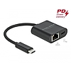 Delock USB Type-C adapter Power Delivery porttal Gigabit LAN 10/100/1000 Mbps fekete (66644)