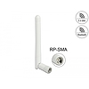 Delock WLAN 802.11 b/g/n antenna RP-SMA-dugó 2 dBi mindenirányú, dönthető csatlakozással (fehér) (12006)