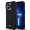 DKNY 3D Rubber Repeat Pattern tok iPhone 15 Pro készülékhez - fekete