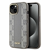 DKNY bőr kockás monomintás MagSafe iPhone 14 tok - bézs