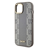 DKNY bőr kockás monomintás MagSafe iPhone 15 tok - bézs