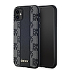 DKNY bőr kockás monomintás MagSafe tok iPhone 11 / Xr telefonhoz - fekete