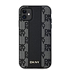 DKNY bőr kockás monomintás MagSafe tok iPhone 11 / Xr telefonhoz - fekete