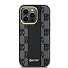 DKNY bőr kockás monomintás MagSafe tok iPhone 13 Pro / 13 telefonhoz - fekete