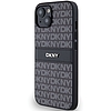 DKNY bőr monocsíkos és fém logós tok iPhone 15 Plus / 14 Plus telefonhoz - fekete