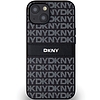 DKNY bőr monocsíkos és fém logós tok iPhone 15 Plus / 14 Plus telefonhoz - fekete