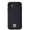 DKNY bőr monogram mintás fém logó MagSafe tok iPhone 11 / Xr telefonhoz - fekete