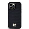 DKNY bőr monogram mintás fém logó MagSafe tok iPhone 14 Pro Max készülékhez - fekete