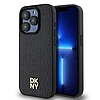 DKNY bőr monogram mintás fém logó MagSafe tok iPhone 15 Pro-hoz - fekete