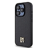 DKNY bőr monogram mintás fém logó MagSafe tok iPhone 15 Pro-hoz - fekete