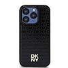 DKNY bőr monogram mintás fém logó MagSafe tok iPhone 15 Pro-hoz - fekete