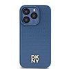 DKNY bőr monogram mintás fém logó MagSafe tok iPhone 15 Pro készülékhez - kék