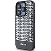 DKNY bőr nyomott mintás fém logó MagSafe tok iPhone 15 Pro-hoz - fekete