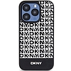 DKNY bőr nyomott mintás fém logó MagSafe tok iPhone 15 Pro-hoz - fekete